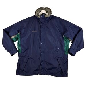 Columbia Shell Jacket Mens XL Vintage 90s Navy Green Longs Peak